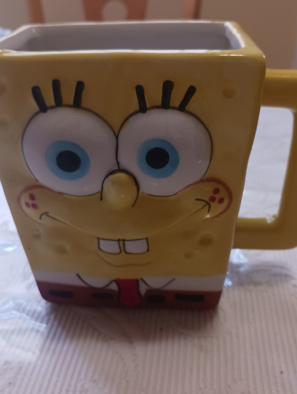 Yellow Sponge Character Square Ceramic Mug